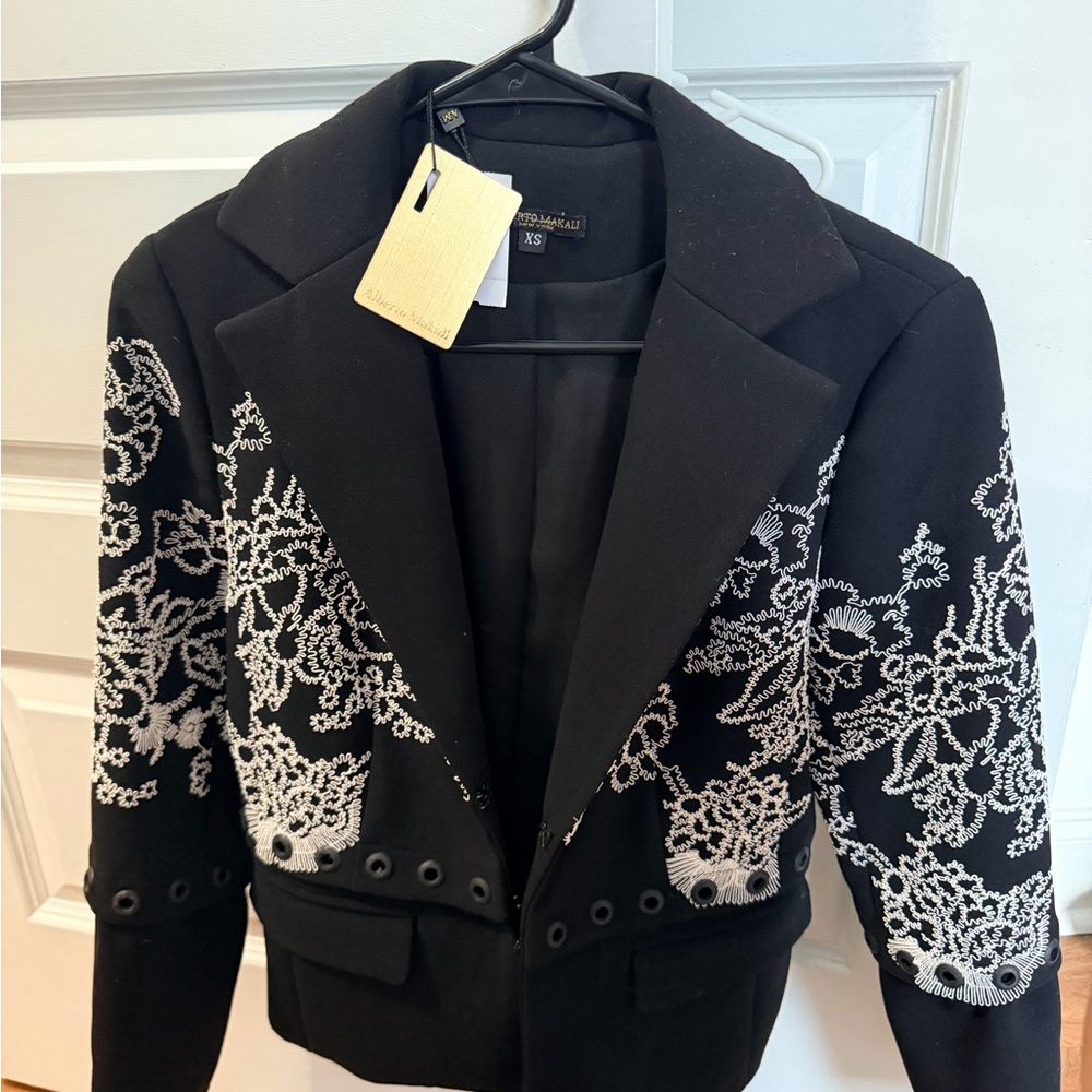 Alberto Makali Embroidered Black Blazer Jacket